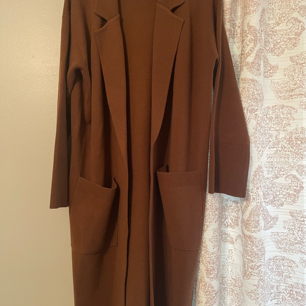 J.Crew Ella open-front long sweater-blazer in Heather walnut. Size small.